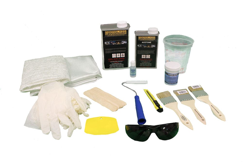 Fiberglass Repair Kit- 1 Quart Resin, 2 yards Fiberglass Plus Supplies–  Fiberglass and Resin