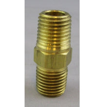 1/4 inch brass fitting nipple for vacuum bagging. Connects two female fitting components.