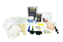 Fiberglass Repair Kit including chopped strand mat, 6 oz fiberglass cloth, a gallon of finishing polyester resin and supplies