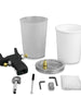 All pieces in gel coat gun kit including handle/sprayer, cups and top.