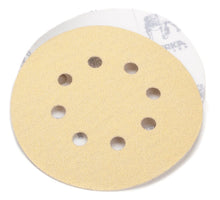 8 hole Mirka Gold round abrasive sanding discs.