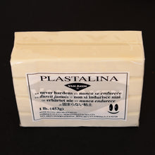 Reusable ivory colored modeling clay that never hardens and remains pliable.