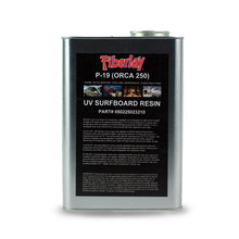 Gallon of UV surfboard polyester resin to be used with MEKP catalyst.