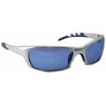 Silver and Ice blue safety glasses for fiberglass work.